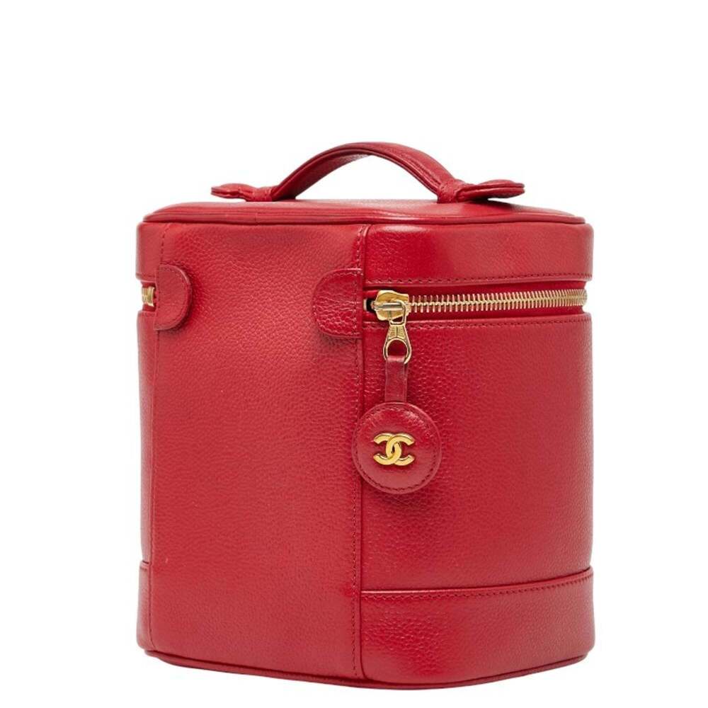 CHANEL Red Caviar Leather Logo Vanity Bag - Picture 2 of 14